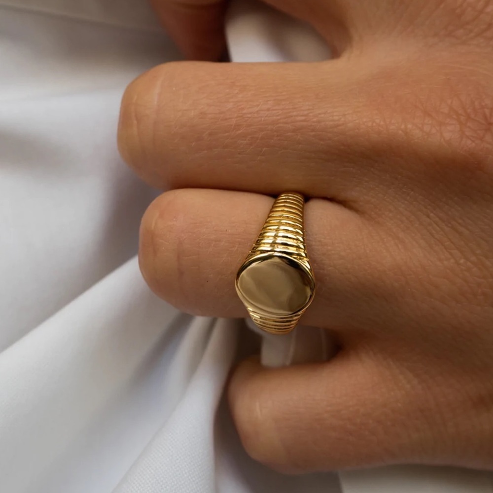NWT LUV AJ RIGED SIGNET RING - 6